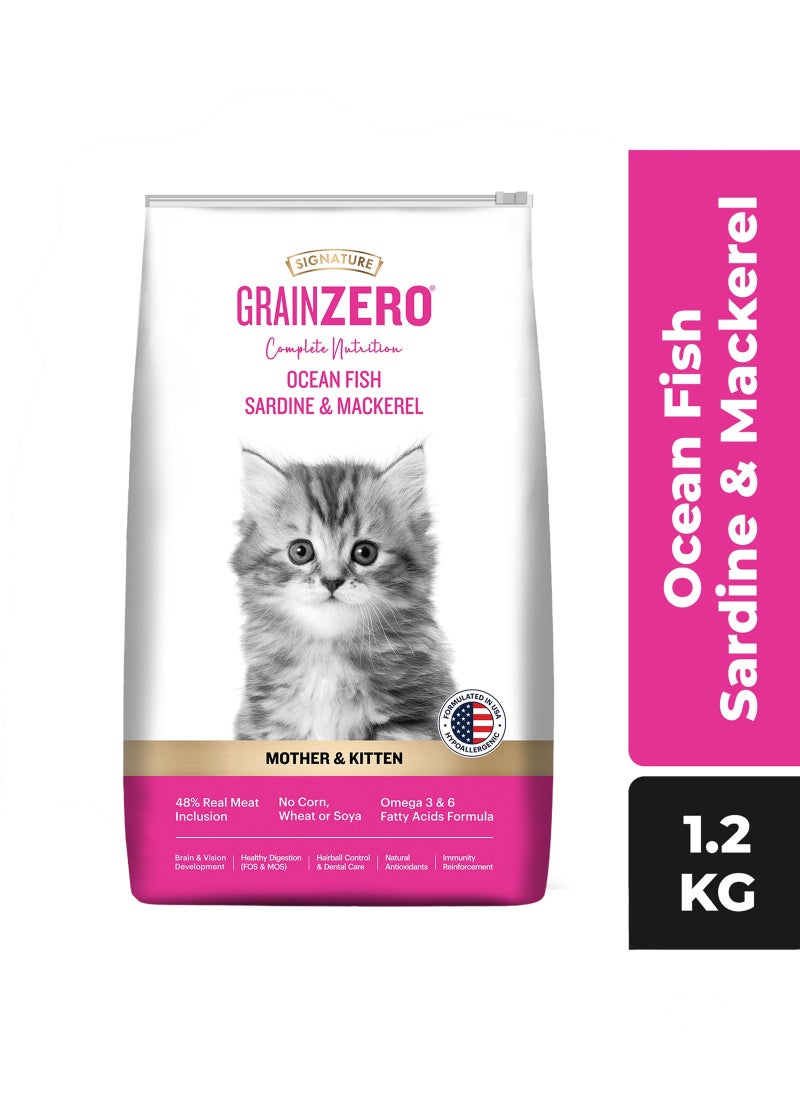 Grain Zero Premium Kitten Dry Cat Food  Ocean Fish  Sardine & Mackerel 1.2kg - Image 2
